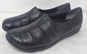 Hush Puppies Shoes Womens 10M Comfort Slip On Loafers #57911 Black Leather New